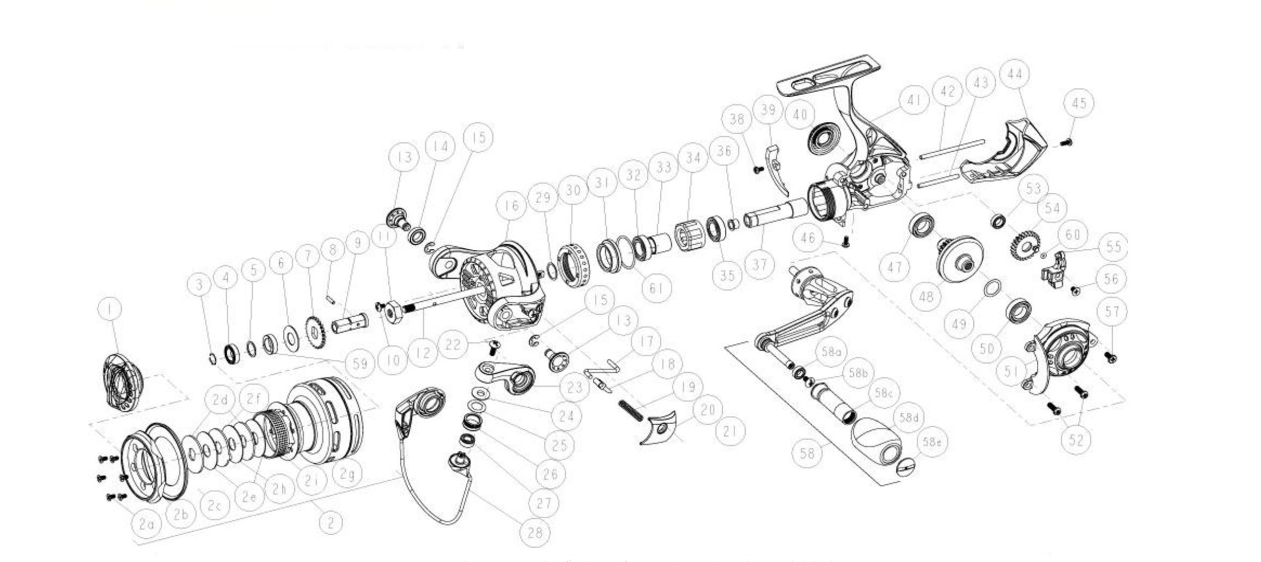 Quantum reel parts (handle Smoke SL 40 / 50 PTi, EXO 40 / 50 PTi)